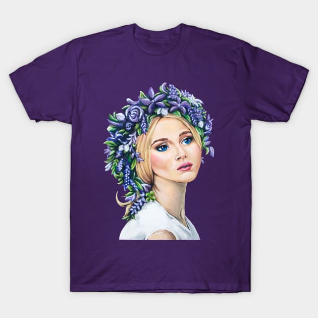 Girl with the Purple Flower Crown T-Shirt by Lady Lilac